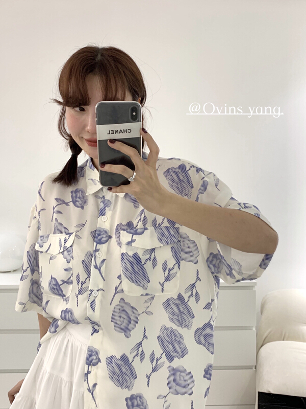 [ovinsyang] printed blouse shirt 8268