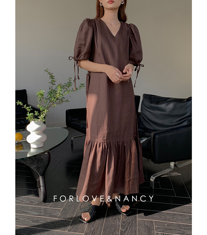 [forlove] V-neck Korean simple dress (with belt) lb2lbj251\cqw