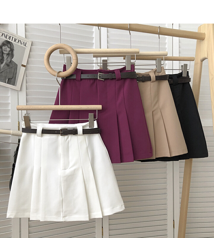 [Gangan] comfortable and versatile pleated skirt (with belt) 2210\cl