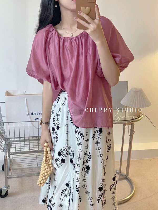 [cherrystudio] elegant lady style Tiansi bubble sleeve shirt 5246\hbx