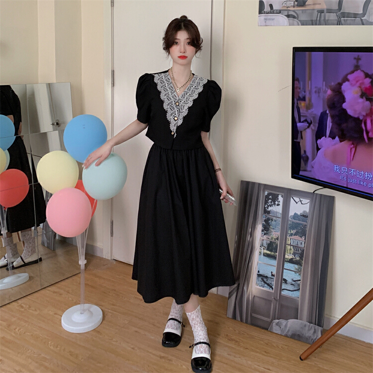 [y.jia EJA] small fragrance short sleeve versatile skirt suit 1133\pcz