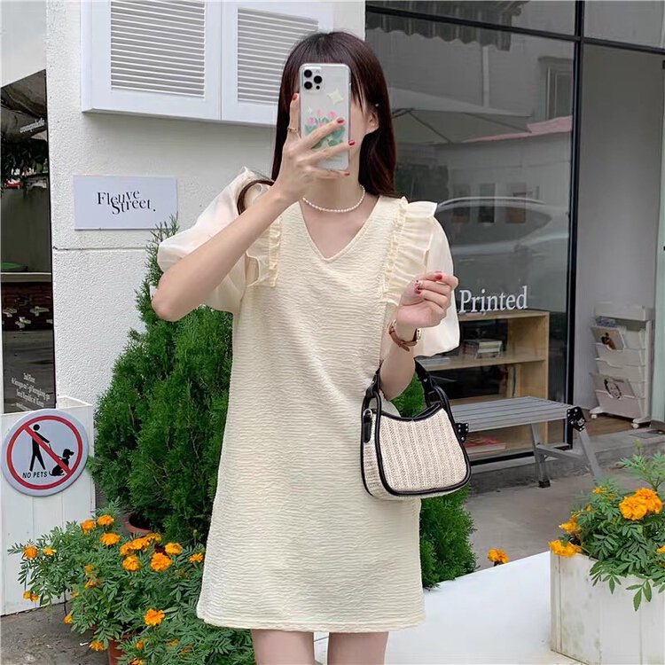 [Moco Moco - small a family] Korean Ruffle loose bubble sleeve dress 866\pcz