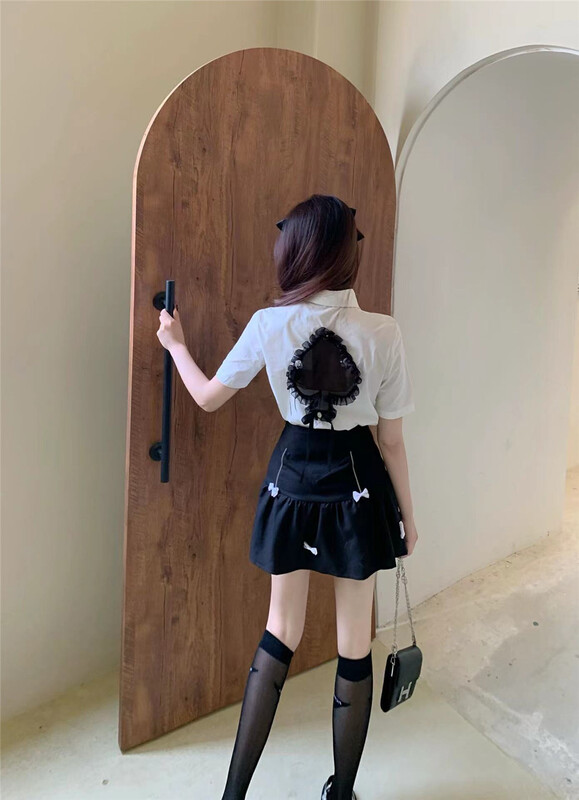 In early summer! [rich people] Korean version of spice girl high waist bow sweet skirt (only selling skirt) 1063\pcz
