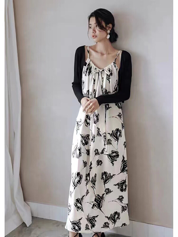 [S. small age] French retro rose suspender dress 6681\hjy