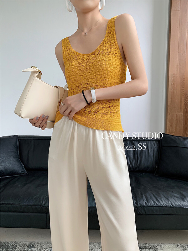 [candy] round neck Korean fashion vest / sling 6017\zjy