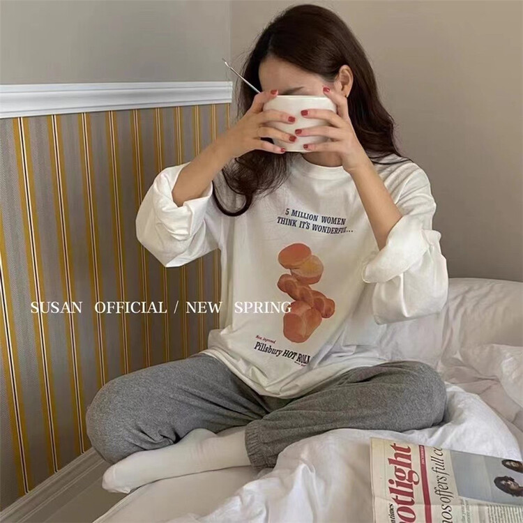 New year in early spring! 【 Susan 】 round neck printed long sleeve T-shirt (excluding necklace) z832\lsw