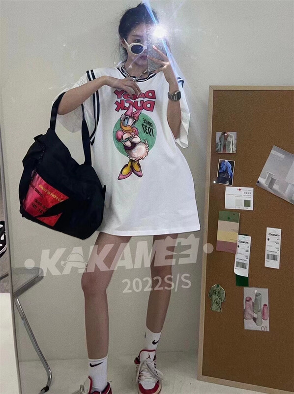 In early summer! [yoyo's] Korean mosaic mesh sleeve short sleeve T-shirt 8507\xyy
