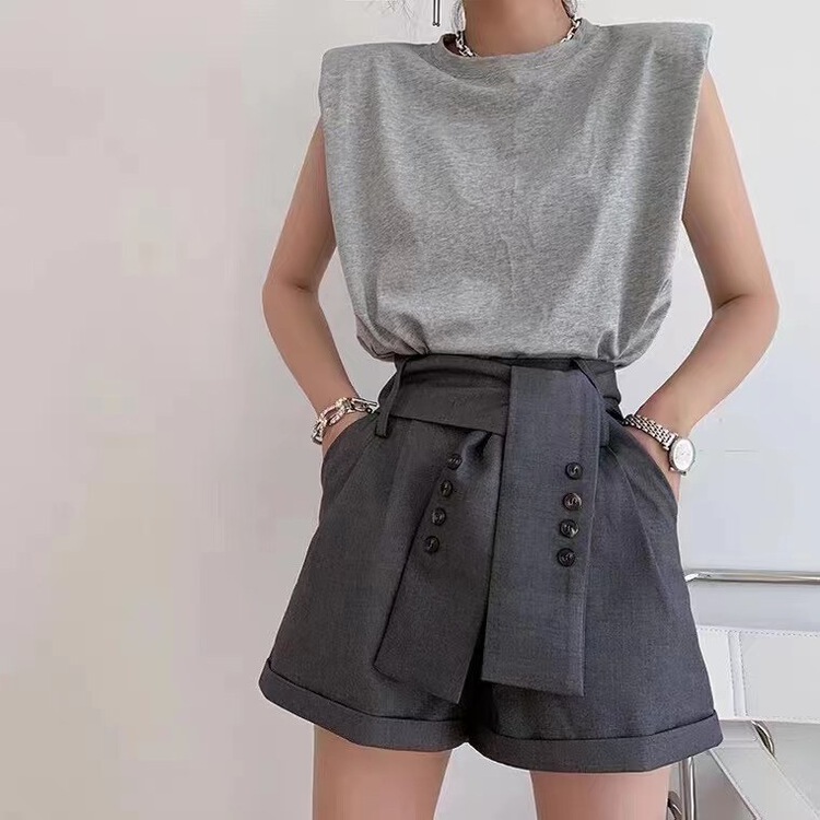 [Manulife] slim high waist comfortable casual shorts (with belt) 1896\ll
