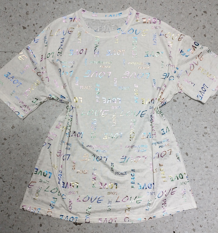 [Irene] round neck loose letter printed short sleeve T-shirt 2371\wtt