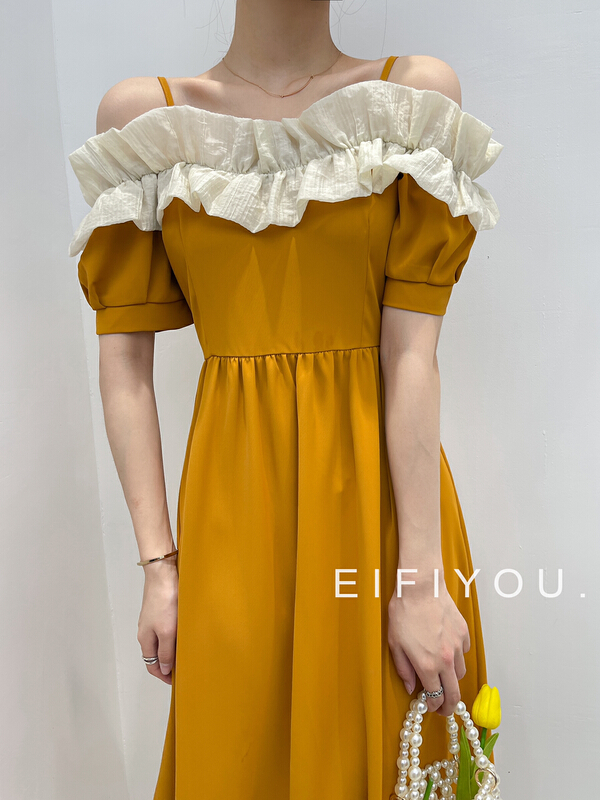 [EI fi you] Ruffle design, slim waist dress 5079\lsl