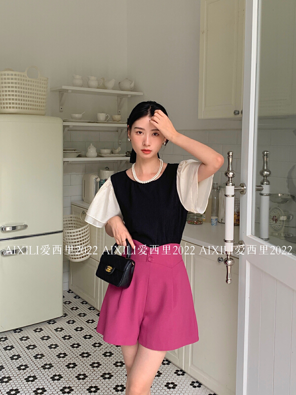 [aixili aixili] comfortable solid color versatile casual shorts 6662