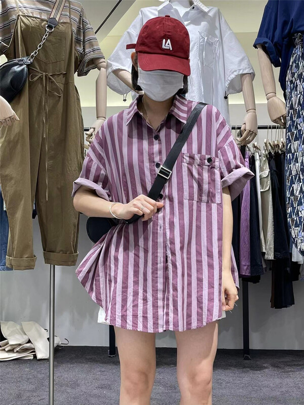 [original by hnhl] single breasted striped comfortable shirt 0083\l