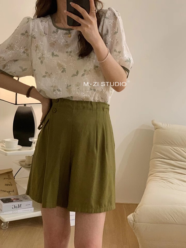[m.zi studio] fresh and simple Floral Embroidery Shirt 5819\hbx