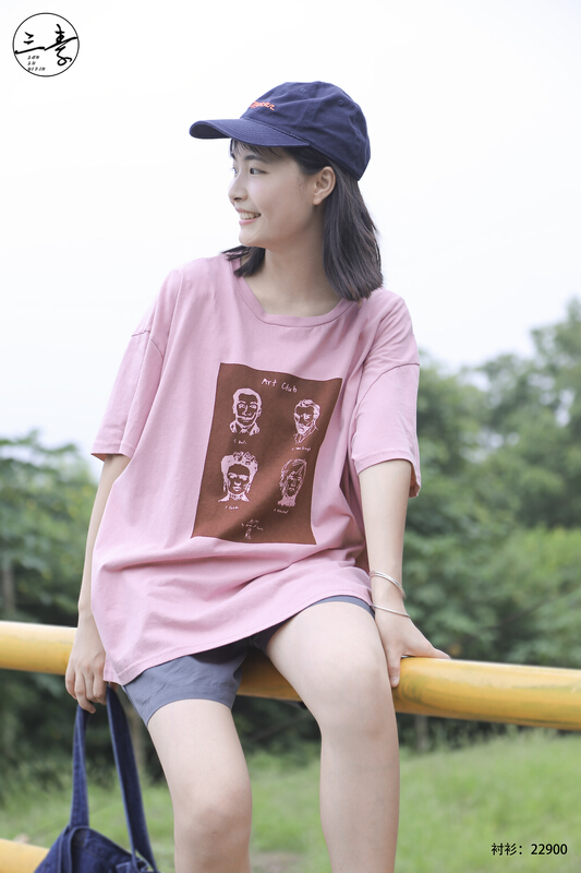 [original three element clothing] simple temperament leisure printed short sleeve T-shirt 22900