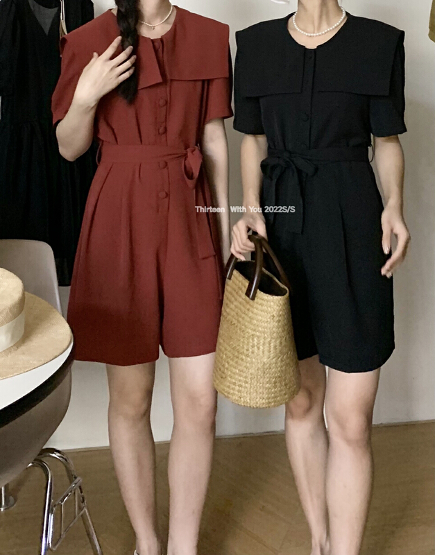[thirten 13] Korean slim Jumpsuit (with belt) 2216\xyy