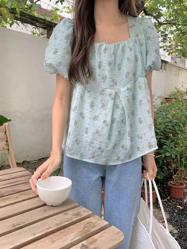 [UMI] Korean style square collar floral shirt xiaq9356\hbx