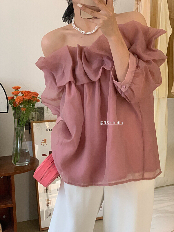 [RS] ruffled off shoulder shirt rs2213\xyy
