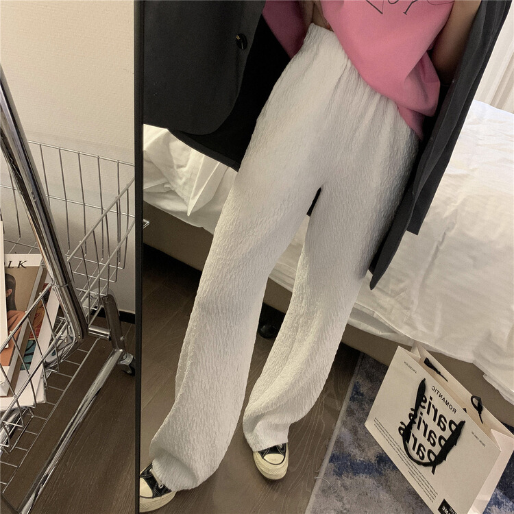 [Zada] pleated texture straight tube slit wide leg casual pants 3206 × WTT