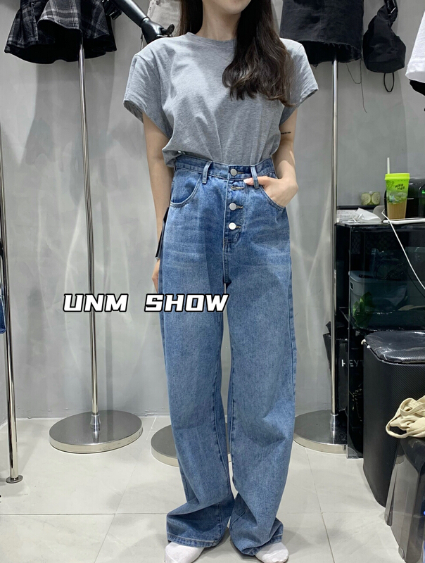 [UNM show] single breasted high waist simple jeans ys1-1209\wtt