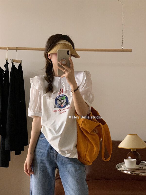 [hey Bella] slim loose comfortable short sleeve T-shirt ys1-1555\ll