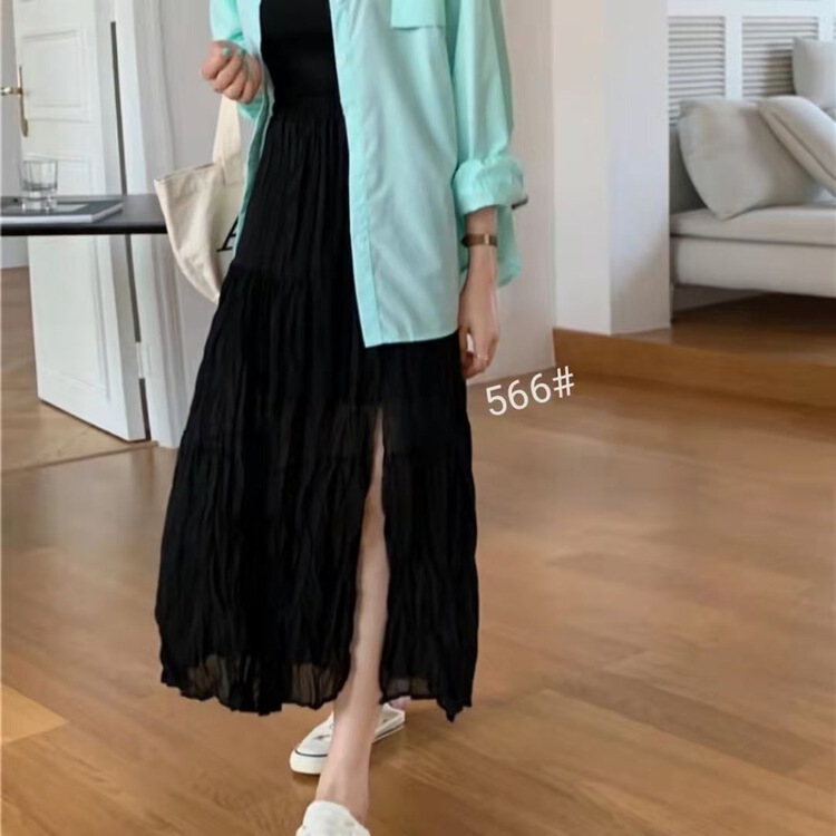 New year in early spring! [Shangpin Wanqian] Korean pure color versatile skirt 566\hjy