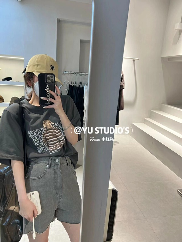 [IU room] dog letter printed short sleeve T-shirt 2153\xyy