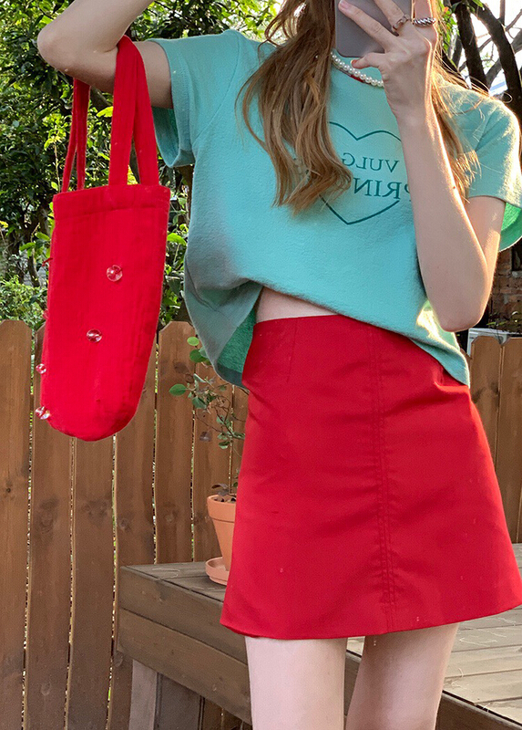 [wgwe] simple solid color versatile slim skirt (excluding top) 1793\pcz