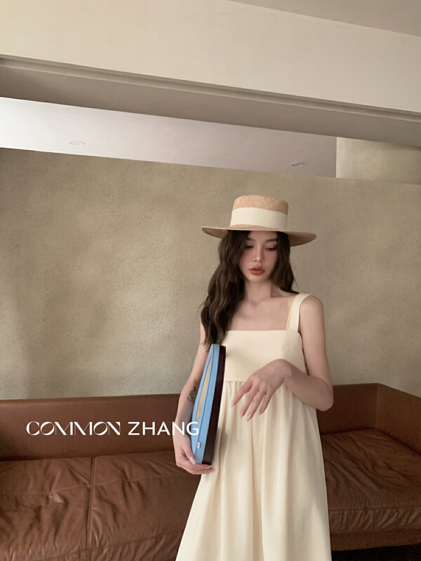 [CZ Zhang] solid color fresh suspender dress 62532\jhy