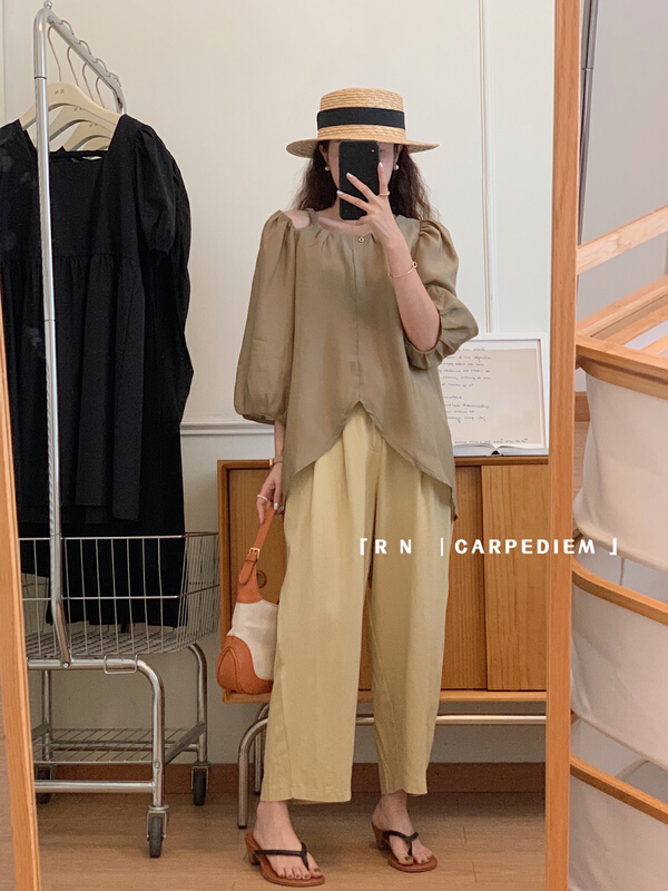 [R n] Korean loose thin high-level simple shirt (only selling shirts) 81305\ll