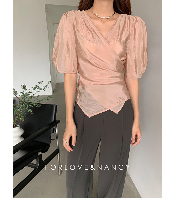 [forlove] strap design temperament simple blouse (non detachable ribbon) lb2xb4412n\cqw