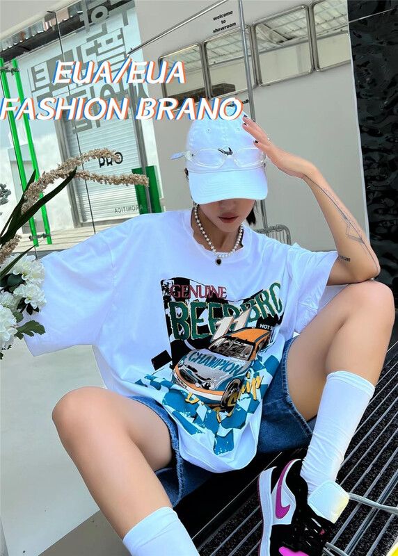[European and American trend] graphic printing loose comfortable short sleeve T-shirt (T-shirt only) 12295\l