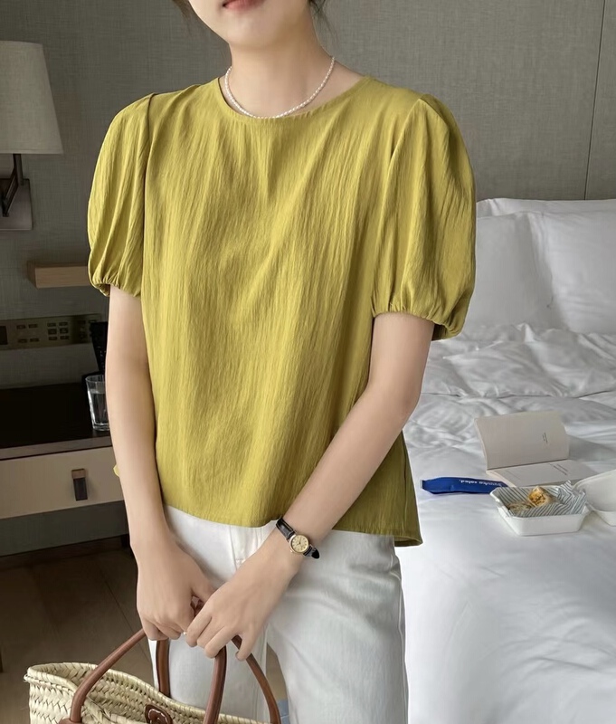 [feeding] simple solid color versatile shirt 7898\zxx