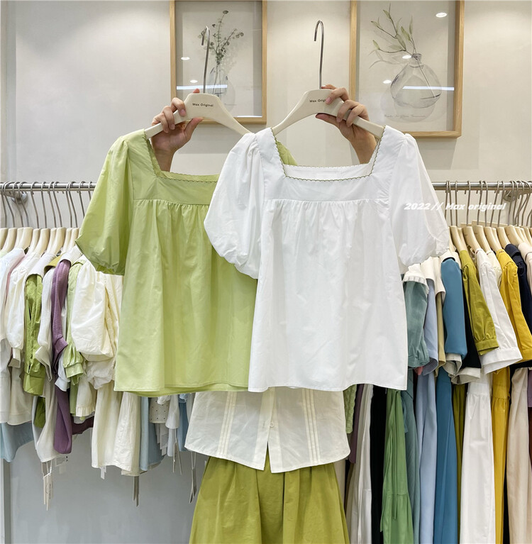 [Max original] simple clean color square neck shirt 98261\hbx