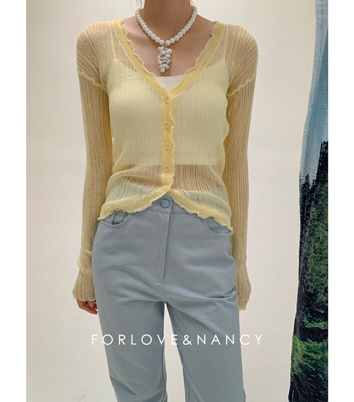 [FN] Korean version simple slim V-neck knitted cardigan nb2ma1348\cqw