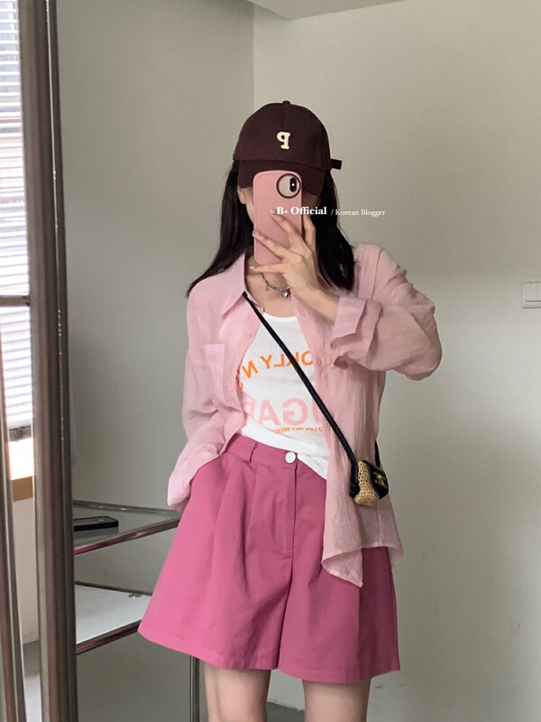 [B plus] lazy elastic waist clean casual shorts 22-9465-2\hbx