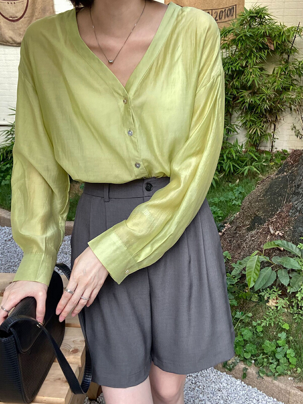 [secondtime] simple solid color versatile shirt 5280\xj