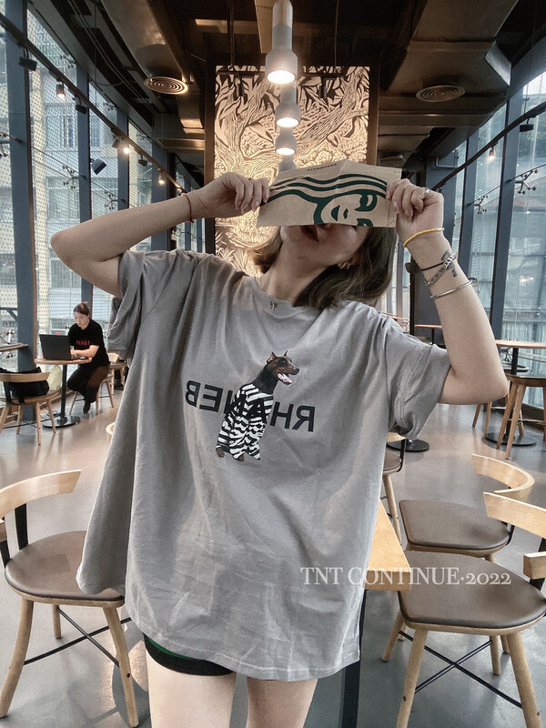 [TNT continue] Korean round neck printed short sleeve T-shirt 315\l