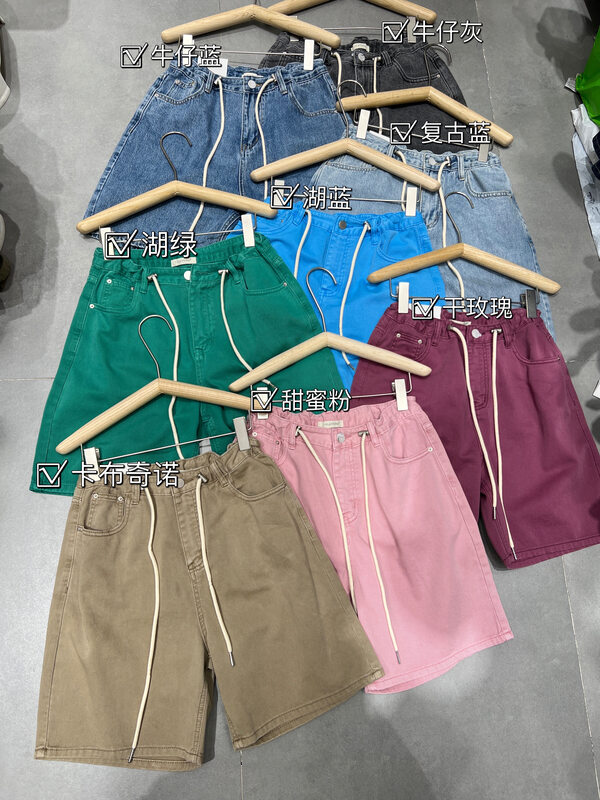Original price 88.99! [t-platform] Korean fashion drawstring denim shorts 8398\cqw