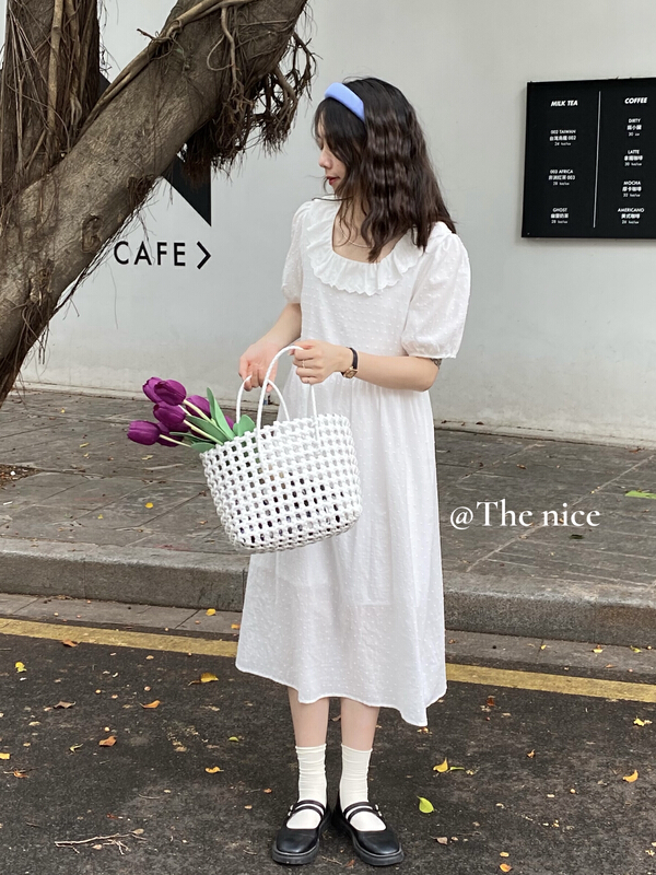 [the nice] gentle lace neckline three-dimensional dress a6239\hjy