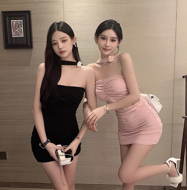 [xinyuanjieyi Xinyuan dressing] sexy off shoulder neck strapless dress 587\pcz