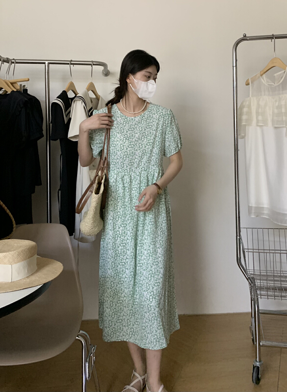 [thirten thirteen] sweet aging printed round neck dress 5116-1\xyy