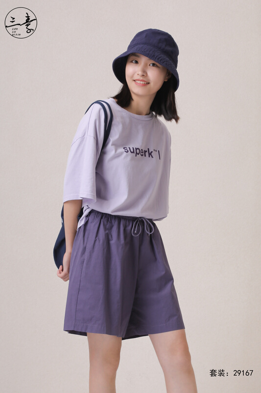 [original three plain clothes] artistic T-shirt shorts suit 29167