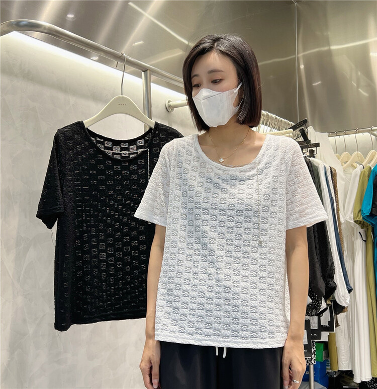 [akxk] chain decoration comfortable versatile short sleeve T-shirt 4775\l