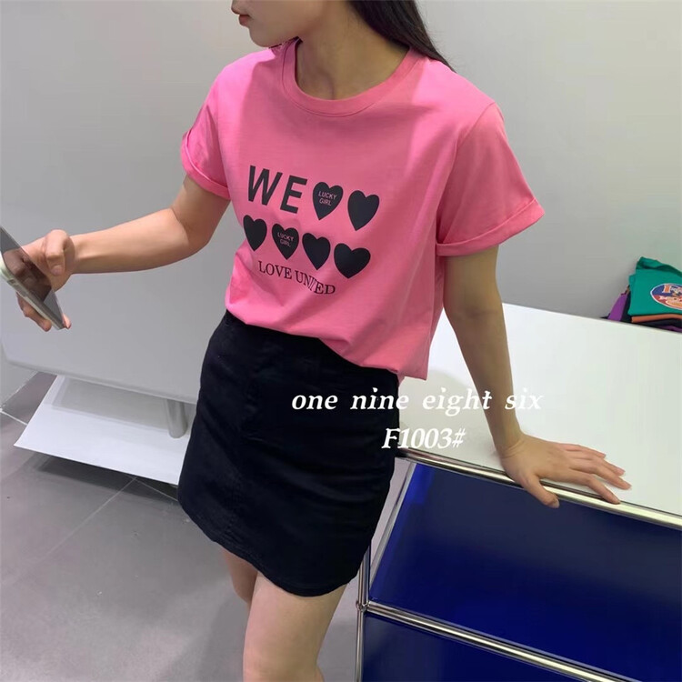 [1986] Korean ins style love printed short sleeve T-shirt ys1-1003\xyy