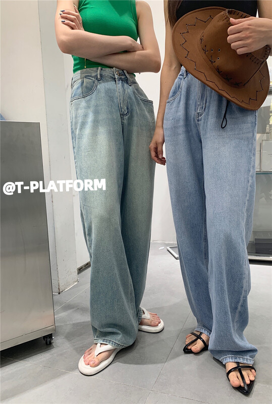 It's a popular model! In early summer! [t-platform] Korean style straight tube wide leg versatile jeans 1138-9\zxx