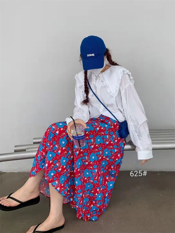 [Shangpin Wanqian] Korean floral elastic waist skirt 625\hjy