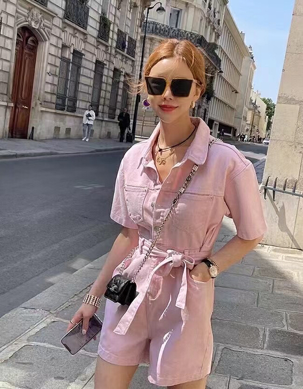 [31 fashion] Korean series advanced slim Jumpsuit (with belt) 3627\hjy