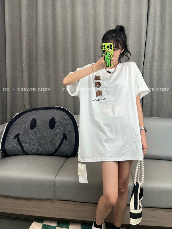 [CC] Korean loose bear embroidery short sleeve T-shirt 8238\xyy