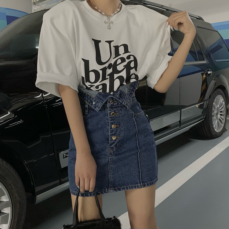 In early summer! [y.jia EJA] simple letter short sleeve + design half skirt suit ys3-6701\pcz
