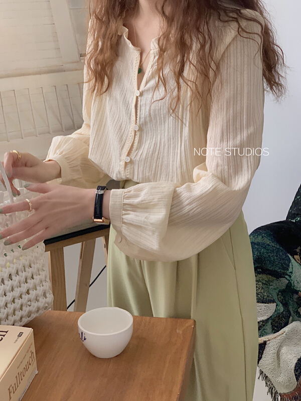 Original price 59.00! New year in early spring! [note] single breasted versatile sweet shirt 22117\hbx